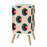 Scandi Square Small Trash Can with Lid Retro 1970s Mid Century Pattern Beige - One Size - retro tash cans