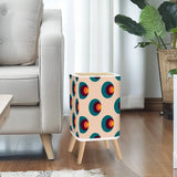 Scandi Square Small Trash Can with Lid Retro 1970s Mid Century Pattern Beige - One Size - retro tash cans