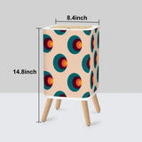 Scandi Square Small Trash Can with Lid Retro 1970s Mid Century Pattern Beige - One Size - retro tash cans