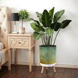 Scandi Style Planter with Wooden Legs: Earthy Tones Ombre Home Decor - retro plant pot