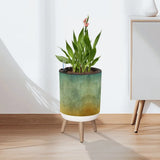 Scandi Style Planter with Wooden Legs: Earthy Tones Ombre Home Decor - retro plant pot