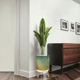 Scandi Style Planter with Wooden Legs: Earthy Tones Ombre Home Decor - retro plant pot