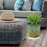 Scandi Style Planter with Wooden Legs: Earthy Tones Ombre Home Decor - retro plant pot