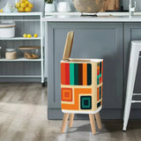 Small 70s Retro Trash Can with Lid: Scandi Midcentury Style Wastebasket - One Size - retro ads