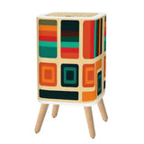 Small 70s Retro Trash Can with Lid: Scandi Midcentury Style Wastebasket - One Size - retro ads