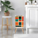 Small 70s Retro Trash Can with Lid: Scandi Midcentury Style Wastebasket - One Size - retro ads