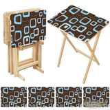 Space-Saving Retro Wooden TV Trays Set | Midcentury Modern Design - 4 Pack - retro tv tray
