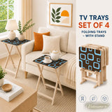 Space-Saving Retro Wooden TV Trays Set | Midcentury Modern Design - 4 Pack - retro tv tray