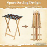Space-Saving Retro Wooden TV Trays Set | Midcentury Modern Design - 4 Pack - retro tv tray