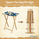 Space-Saving Wooden TV Trays Set | Midcentury Modern Design - 4 Pack - retro tv tray