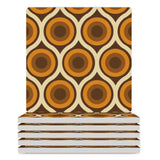 Square Ceramic Drink Coasters – Midcentury Modern Table Decor - 6PCS - retro coaster