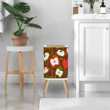 Square Small Trash Can with Lid Apples Mid Century Pattern 1950s - One Size - retro tash cans