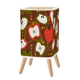 Square Small Trash Can with Lid Apples Mid Century Pattern 1950s - One Size - retro tash cans
