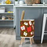 Square Small Trash Can with Lid Apples Mid Century Pattern 1950s - One Size - retro tash cans