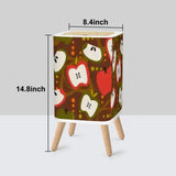 Square Small Trash Can with Lid Apples Mid Century Pattern 1950s - One Size - retro tash cans