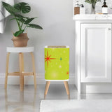 Square Trash Can with Lid Christmas Stars Celestial Chartreuse Green - One Size - retro tash cans