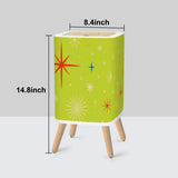 Square Trash Can with Lid Christmas Stars Celestial Chartreuse Green - One Size - retro tash cans
