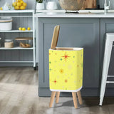 Square Trash Can with Lid Christmas Stars Celestial Yellow - One Size - retro tash cans