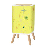 Square Trash Can with Lid Christmas Stars Celestial Yellow - One Size - retro tash cans
