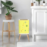 Square Trash Can with Lid Christmas Stars Celestial Yellow - One Size - retro tash cans