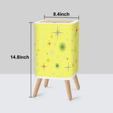 Square Trash Can with Lid Christmas Stars Celestial Yellow - One Size - retro tash cans