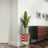 Sunburst 70s Style Planter with Wooden Legs: Retro Midcentury Home Decor - retro plant pot