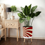 Sunburst 70s Style Planter with Wooden Legs: Retro Midcentury Home Decor - retro plant pot