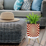 Sunburst 70s Style Planter with Wooden Legs: Retro Midcentury Home Decor - retro plant pot