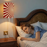 Sunburst Retro Linen Shade Wall Sconces - Midcentury Plug-in Lamp Set of 2 - retro wall sconces