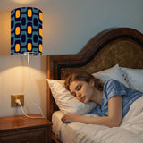 Sunburst Retro Linen Shade Wall Sconces - Midcentury Plug-in Lamp Set of 2 - retro wall sconces