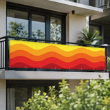 Sunny Waves Outdoor Privacy Screen – Retro Balcony Windbreak - Retro Privacy Screen