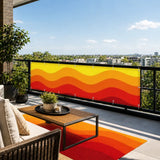Sunny Waves Outdoor Privacy Screen – Retro Balcony Windbreak - Retro Privacy Screen