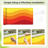Sunny Waves Outdoor Privacy Screen – Retro Balcony Windbreak - Retro Privacy Screen