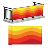 Sunny Waves Outdoor Privacy Screen – Retro Balcony Windbreak - Retro Privacy Screen