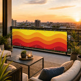 Sunny Waves Outdoor Privacy Screen – Retro Balcony Windbreak - Retro Privacy Screen