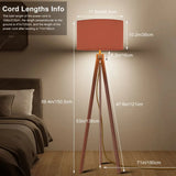 Terracotta Shade Vintage Nordic Wooden Tripod Floor Lamp - retro floor lamps