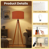 Terracotta Shade Vintage Nordic Wooden Tripod Floor Lamp - retro floor lamps