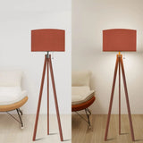 Terracotta Shade Vintage Nordic Wooden Tripod Floor Lamp - retro floor lamps