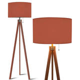 Terracotta Shade Vintage Nordic Wooden Tripod Floor Lamp - US Plug - retro floor lamps