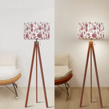 Toile de Jouy Retro Wooden Tripod Floor Lamp: Red White French Vintage - retro floor lamps