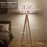 Toile de Jouy Retro Wooden Tripod Floor Lamp: Red White French Vintage - retro floor lamps