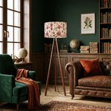 Toile de Jouy Retro Wooden Tripod Floor Lamp: Red White French Vintage - retro floor lamps