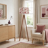 Toile de Jouy Retro Wooden Tripod Floor Lamp: Red White French Vintage - retro floor lamps