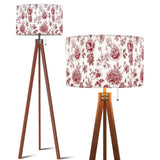 Toile de Jouy Retro Wooden Tripod Floor Lamp: Red White French Vintage - US Plug - retro floor lamps