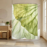 Translucent Green Leaf Vein Shower Curtain: Pastel Botanical Home Decor - retro bathroom