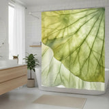 Translucent Green Leaf Vein Shower Curtain: Pastel Botanical Home Decor - retro bathroom