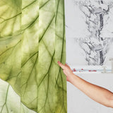 Translucent Green Leaf Vein Shower Curtain: Pastel Botanical Home Decor - retro bathroom