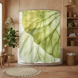 Translucent Green Leaf Vein Shower Curtain: Pastel Botanical Home Decor - retro bathroom