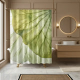 Translucent Green Leaf Vein Shower Curtain: Pastel Botanical Home Decor - retro bathroom