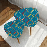 Triangle 50s Retro Tripod Nesting Table Set Blue Geometric - One Size - retro nesting tables